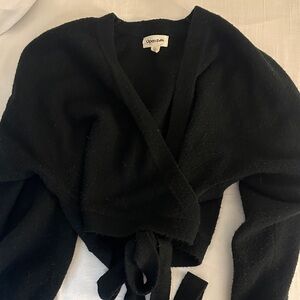 Open Edit Black Wrap Sweater